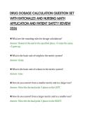 DRUG DOSAGE CALCULATION QUESTION SET&NewLine;WITH RATIONALES AND NURSING MATH&NewLine;APPLICATION AND PATIENT SAFETY REVIEW&NewLine;2026