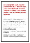 NU 661 MIDTERM EXAM PRIMARY CARE CHILDBEARING WOMAN REGIS Actual Exam 2026&sol;2027 &ndash; Complete 200 Exam- Questions &vert; 100&percnt; Verified Answers &ndash; Pass Guaranteed &ndash; Already Graded A&plus;