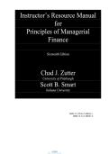 Instructor&rsquo;s Resource Manual&NewLine;for&NewLine;Principles of Managerial&NewLine;Finance&NewLine;Sixteenth Edition&NewLine;Chad J&period; Zutter&NewLine;University of Pittsburgh&NewLine;Scott B&period; Smart&NewLine;