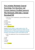 FAA Aviation Mechanic General &NewLine;Knowledge Test Questions And &NewLine;Correct Answers &lpar;Verified Answers&rpar; &NewLine;Plus Rationales 2026 Q&A &vert; Instant &NewLine;Download Pdf 