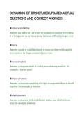 DYNAMICS OF STRUCTURES UPDATED ACTUAL&NewLine;QUESTIONS AND CORRECT ANSWERS