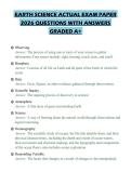 EARTH SCIENCE ACTUAL EXAM PAPER&NewLine;2026 QUESTIONS WITH ANSWERS&NewLine;GRADED A&plus;