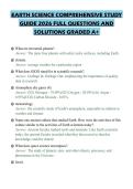EARTH SCIENCE COMPREHENSIVE STUDY&NewLine;GUIDE 2026 FULL QUESTIONS AND&NewLine;SOLUTIONS GRADED A&plus;