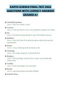 EARTH SCIENCE FINAL TEST 2026&NewLine;QUESTIONS WITH CORRECT ANSWERS&NewLine;GRADED A&plus;