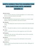 EARTH SCIENCE PRACTICE EXAMINATION&NewLine;2026 QUESTIONS WITH ANSWERS&NewLine;GRADED A&plus;