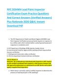 NYC DOHMH Lead Paint Inspector &NewLine;Certification Exam Practice Questions &NewLine;And Correct Answers &lpar;Verified Answers&rpar; &NewLine;Plus Rationale 2026 Q&A&vert; Instant &NewLine;Download Pdf 