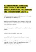 ECCO HEMODYNAMIC MONITORING&NewLine;CRITICALLY ILL PATIENTS PART 2&NewLine;EXAMINATION TEST 2026 FULL QUESTIONS&NewLine;AND CORRECT ANSWERS GRADED A&plus;