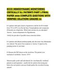 ECCO HEMODYNAMIC MONITORING&NewLine;CRITICALLY ILL PATIENTS PART 2 FINAL&NewLine;PAPER 2026 COMPLETE QUESTIONS WITH&NewLine;VERIFIED SOLUTIONS GRADED A&plus;&NewLine;