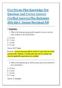 FAA Private Pilot Knowledge Test &NewLine;Questions And Correct Answers &NewLine;&lpar;Verified Answers&rpar; Plus Rationales &NewLine;2026 Q&A &vert; Instant Download Pdf