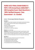 NURS 5433 FINAL EXAM FAMILY II FNP 2 UTA Actual Exam 2026&sol;2027 &ndash;200 Complete Exam-Style Questions &vert; 100&percnt; Verified Answers&ndash; Pass Guaranteed &ndash; A&plus; Graded