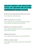 ECOLOGY CONCEPTS AND APPLICATIONS&NewLine;ACTUAL TEST QUESTIONS AND SOLUTIONS&NewLine;COMPREHENSIVE REVIEW PACKAGE