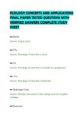 ECOLOGY CONCEPTS AND APPLICATIONS&NewLine;UPDATED ACTUAL QUESTIONS AND&NewLine;CORRECT ANSWERS COMPLETE STUDY&NewLine;GUIDE FULL SOLUTION