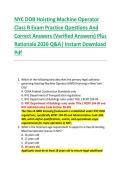 NYC DOB Hoisting Machine Operator &NewLine;Class B Exam Practice Questions And &NewLine;Correct Answers &lpar;Verified Answers&rpar; Plus &NewLine;Rationale 2026 Q&A&vert; Instant Download &NewLine;Pdf 