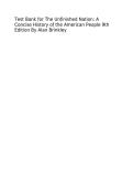 Test Bank for The Unfinished Nation&colon; A Concise History of the American People 9th Edition by Alan Brinkley &vert; Questions and Answers 2027
