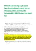 NYC DOB Elevator Agency Director &NewLine;Exam Practice Questions And Correct &NewLine;Answers &lpar;Verified Answers&rpar; Plus &NewLine;Rationale 2026 Q&A&vert; Instant Download &NewLine;Pdf 