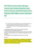 NYC DOB Concrete Safety Manager &NewLine;License Exam Practice Questions And &NewLine;Correct Answers &lpar;Verified Answers&rpar; Plus &NewLine;Rationale 2026 Q&A&vert; Instant Download &NewLine;Pdf  