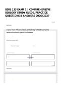 BIOL 133 EXAM 2 &vert; COMPREHENSIVE BIOLOGY STUDY GUIDE&comma; PRACTICE QUESTIONS & ANSWERS 2026&sol;2027