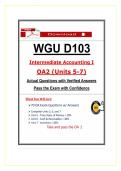 D103 OA2 Intermediate Accounting I &lpar;Units 5&ndash;7&rpar; &ndash; 2026 Actual Questions and Answers &lpar;WGU&rpar; &lpar;Updated PDF&rpar;