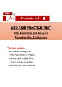 MED AIDE PRACTICE TEST&NewLine;400&plus; Questions and Ans&NewLine;Expert-Verified Explanation