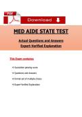 MED AIDE STATE TEST&NewLine;Actual Questions and Answers