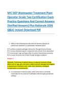 NYC DEP Wastewater Treatment Plant &NewLine;Operator Grade Two Certification Exam &NewLine;Practice Questions And Correct Answers &NewLine;&lpar;Verified Answers&rpar; Plus Rationale 2026 &NewLine;Q&A&vert; Instant Download Pdf