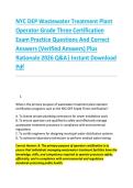 NYC DEP Wastewater Treatment Plant &NewLine;Operator Grade Three Certification &NewLine;Exam Practice Questions And Correct &NewLine;Answers &lpar;Verified Answers&rpar; Plus &NewLine;Rationale 2026 Q&A&vert; Instant Download &NewLine;Pdf 