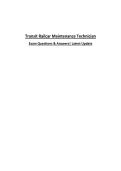 Transit Railcar Maintenance Technician&NewLine;Exam Questions & Answers&vert; Latest Update&NewLine;