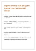 Augusta University 1108L Biology Lab Practical 1 Exam Questions With Answers 