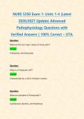 NURS 5350 Exam 1&colon; Units 1-4 &lpar;Latest 2026&sol;2027 Update&rpar; Advanced Pathophysiology Questions with Verified Answers &vert; 100&percnt; Correct &ndash; UTA&period;