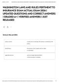 WASHINGTON LAWS AND RULES PERTINENT TO INSURANCE EXAM ACTUAL EXAM 2026 &vert; UPDATED QUESTIONS AND CORRECT ANSWERS &vert; GRADED A&plus; &vert; VERIFIED ANSWERS &vert; JUST RELEASED&NewLine;