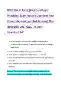 BCOT Use of Force &lpar;Policy and Legal  &NewLine;Principles&rpar; Exam Practice Questions And  &NewLine;Correct Answers &lpar;Verified Answers&rpar; Plus  &NewLine;Rationales 2027 Q&A &vert; Instant  &NewLine;Download Pdf 
