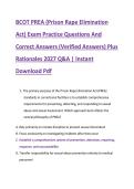 BCOT PREA &lpar;Prison Rape Elimination  &NewLine;Act&rpar; Exam Practice Questions And  &NewLine;Correct Answers &lpar;Verified Answers&rpar; Plus  &NewLine;Rationales 2027 Q&A &vert; Instant  &NewLine;Download Pdf  