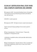 ECON 247 CERTIFICATION FINAL STUDY PAPER&NewLine;2026 COMPLETE QUESTIONS AND ANSWERS