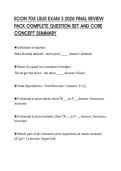 ECON 705 LSUS EXAM 3 2026 FINAL REVIEW&NewLine;PACK COMPLETE QUESTION SET AND CORE&NewLine;CONCEPT SUMMARY