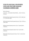 ECON 705 LSUS EXAM 3 2026 REVISION&NewLine;NOTES AND STRUCTURED ADVANCED&NewLine;ECONOMICS OVERVIEW GUIDE