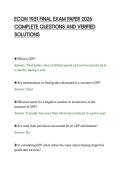 ECON 1951 FINAL EXAM PAPER 2026&NewLine;COMPLETE QUESTIONS AND VERIFIED&NewLine;SOLUTIONS