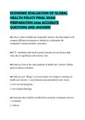 ECONOMIC EVALUATION OF GLOBAL&NewLine;HEALTH POLICY FINAL EXAM&NewLine;PREPARATION 2026 ACCURATE&NewLine;QUESTIONS AND ANSWERS