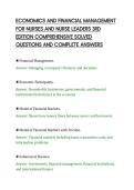 ECONOMICS AND FINANCIAL MANAGEMENT&NewLine;FOR NURSES AND NURSE LEADERS 3RD&NewLine;EDITION COMPREHENSIVE SOLVED&NewLine;QUESTIONS AND COMPLETE ANSWERS