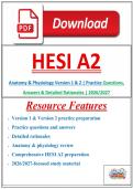 HESI A2 Anatomy & Physiology Version 1 & 2 &vert; Practice Questions&comma; Answers & Detailed Rationales &vert; 2026&sol;2027