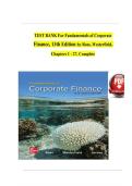 TEST BANK- Fundamentals of Corporate Finance 13th Edition By Ross S&comma; Westerfield R&comma; & Jordan Bradford&sol; All Chapters&sol; ISBN-&sol;Complete Guide