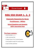 NSG 550 Exams 1&comma; 2 & 3 &ndash; Diagnostic Reasoning &ndash; Actual Q&A &lpar;Wilkes&rpar; &lpar;Updated PDF&rpar;
