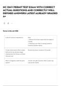NC DMV PERMIT TEST EXAM WITH CORRECT ACTUAL QUESTIONS AND CORRECTLY WELL DEFINED ANSWERS LATEST ALREADY GRADED A&plus;