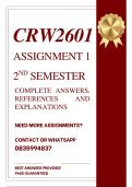 CRW2601 ASSIGNMENT 1 SEMESTER 2 2026 - COMPLETE ANSWERS