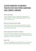 ECS3701 MONETARY ECONOMICS&NewLine;PRACTICE TEST 2026 TESTED QUESTIONS&NewLine;AND CORRECT ANSWERS