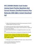 NYC DOHMH Mobile Food Vendor &NewLine;License Exam Practice Questions And &NewLine;Correct Answers &lpar;Verified Answers&rpar; Plus &NewLine;Rationale 2026 Q&A&vert; Instant Download &NewLine;Pdf 