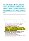 NYC DOB Hoisting Machine Operator &NewLine;Class A Exam Practice Questions And &NewLine;Correct Answers &lpar;Verified Answers&rpar; Plus &NewLine;Rationale 2026 Q&A&vert; Instant Download &NewLine;Pdf 