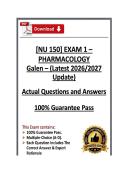 GALEN&vert;NU150&sol;NU 150 Pharmacology Exam 1 &vert; Galen College &vert; 26&sol;27&vert;Q&A &lpar;PDF&rpar;