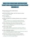 EDCO 745 LITERATURE CERTIFICATION&NewLine;SCRIPT 2026 QUESTIONS WITH SOLUTIONS&NewLine;GRADED A&plus;