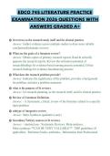 EDCO 745 LITERATURE PRACTICE&NewLine;EXAMINATION 2026 QUESTIONS WITH&NewLine;ANSWERS GRADED A&plus;