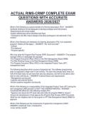 ACTUAL RIMS-CRMP COMPLETE EXAM&NewLine;QUESTIONS WITH ACCURATE&NewLine;ANSWERS 2026&sol;2027